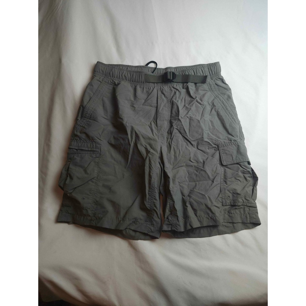 Columbia Mens Gray Nylon Cargo Hiking Shorts Size M Elastic Belted